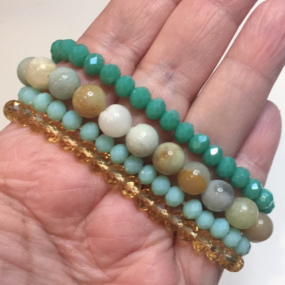 Natural Stone & Faux Crystal Bracelet Set - Picture 3 of 7